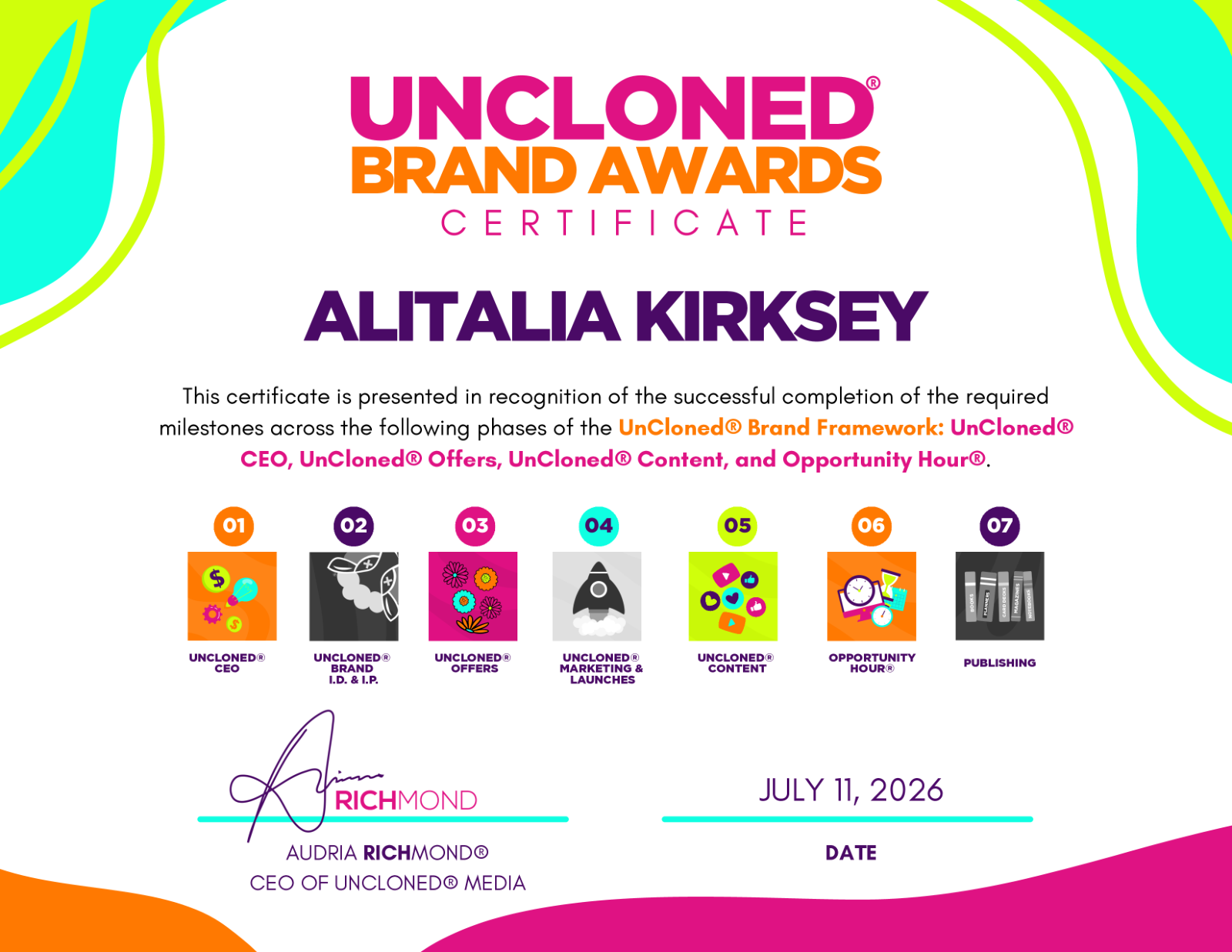 Certificate of Award