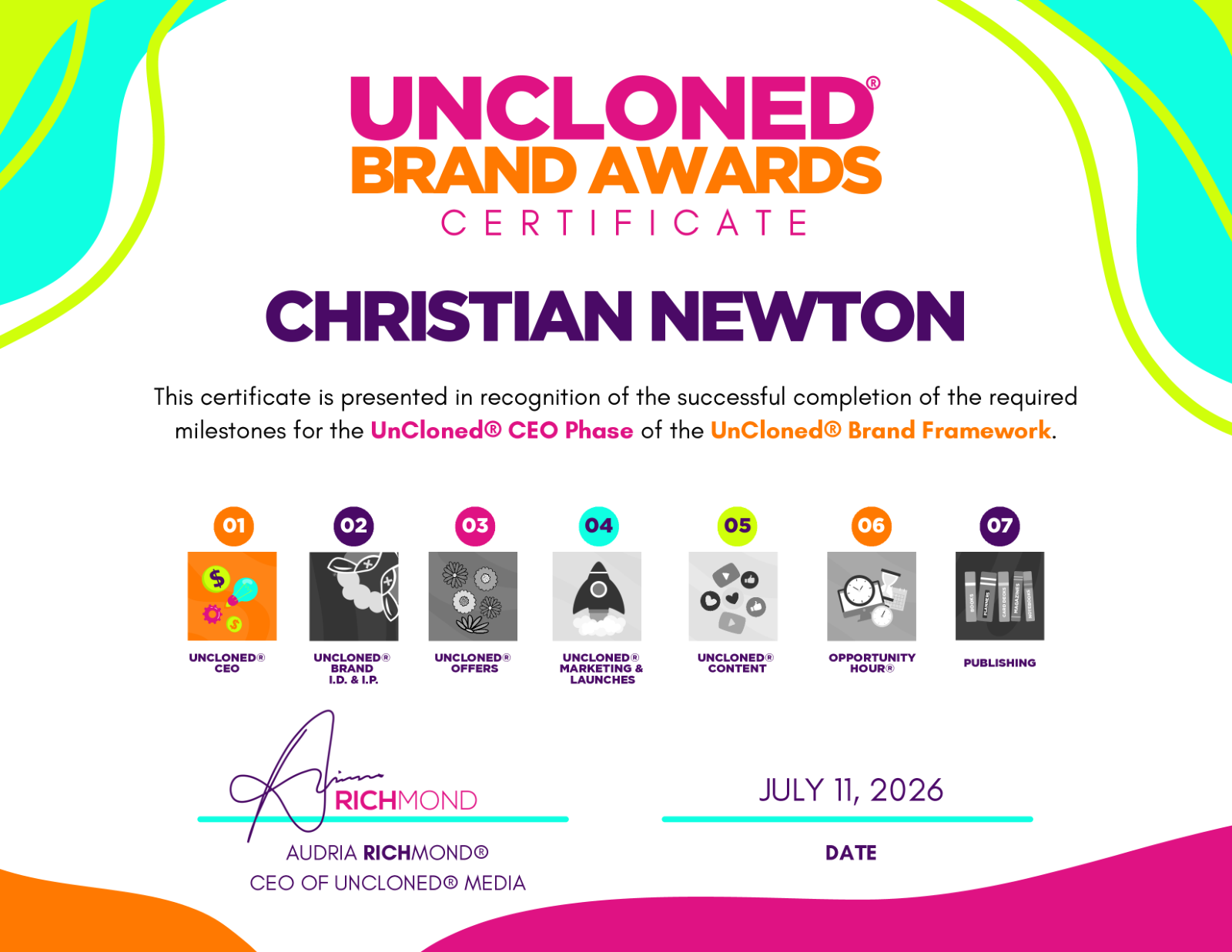 Certificate of Award
