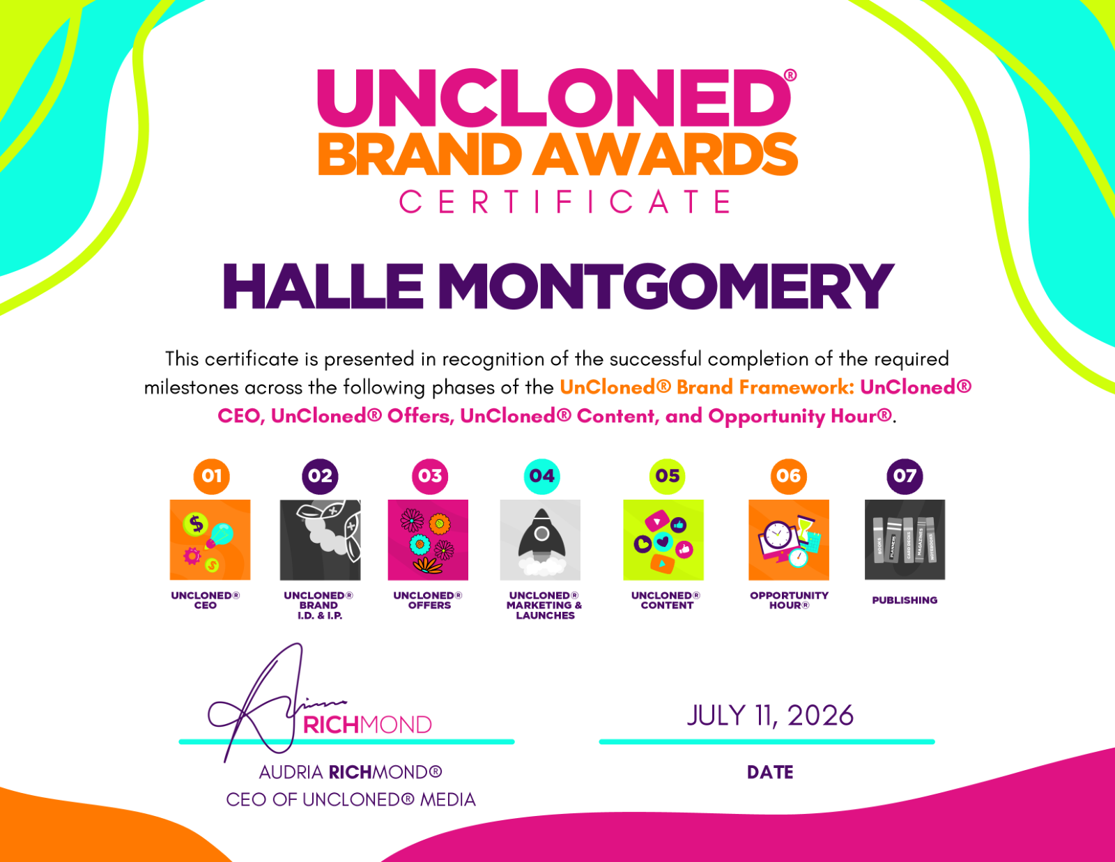 Certificate of Award