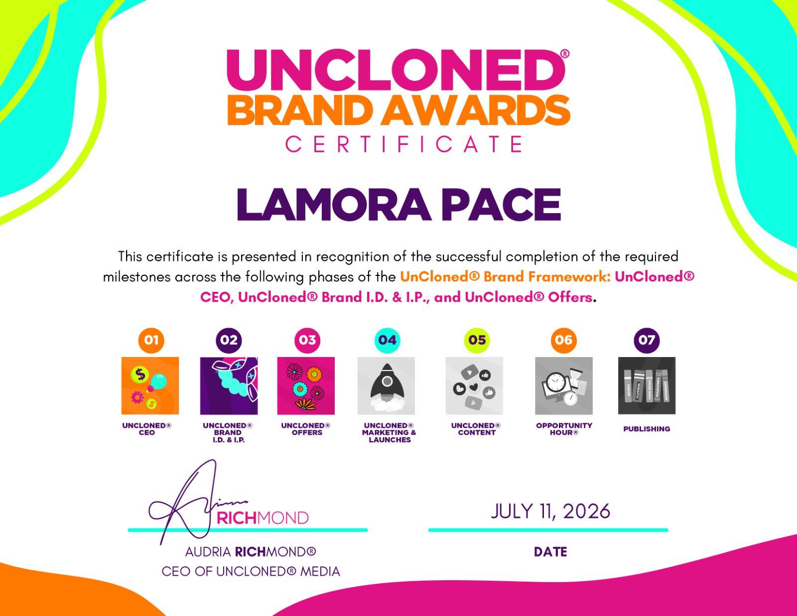 Certificate of Award