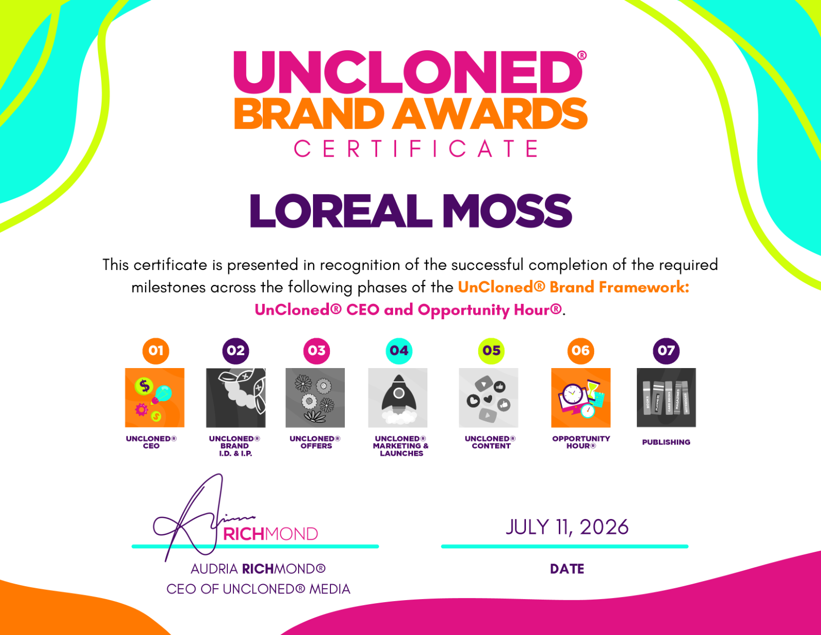 Certificate of Award